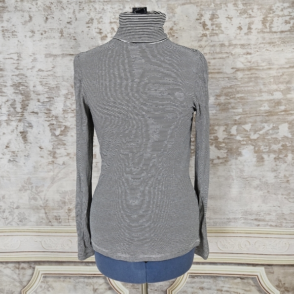 Louie et Lucie Tops - Louie et Lucie Black Striped Top Medium M Turtleneck Long Sleeve Classic